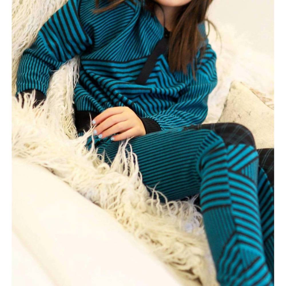 NEW EVA FRANCO girl's brit wit jogger pant in teal/black